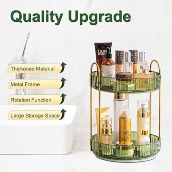 2 Tiers - 360° Turntable Makeup Organizer - Lazy Susan Cosmetics Storage - Picture 2 of 9